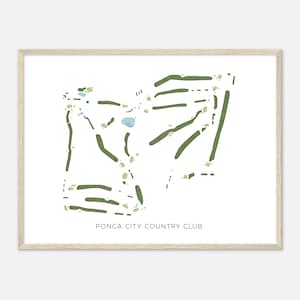 Ponca City Country Club, Oklahoma - Mappa acquerello moderna / Regalo per golfisti, Arte da parete per golf, Stampa poster di golf, Layout del campo
