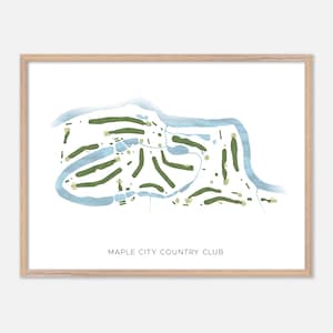 Maple City Country Club a Chatham, Canada - Mappa moderna ad acquerello / Regalo per golfisti, Arte murale per golf, Stampa poster per golf, Layout del campo