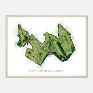 Shennecossett GolfCourt, Conneticut - Klassische Aquarell Karte | Golfer Geschenk, Golf Wandkunst, Golf Poster Druck, Platz Layout