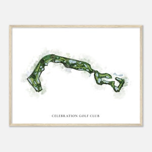 Feier Golf Club, Florida - Klassische Aquarell Karte | Golfer Geschenk, Golf Wandkunst, Golf Poster Druck, Platz Layout