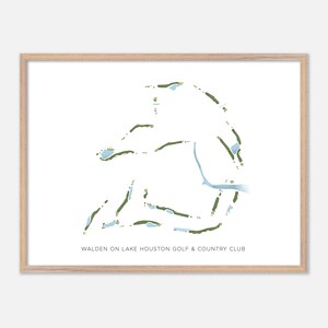 Walden on Lake Houston Golf & Country Club a Humble, Texas - Mappa moderna ad acquerello / Regalo per golfisti, Arte murale per golf, Stampa poster per golf