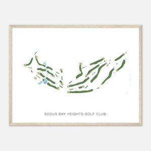 Sodus Bay Höhen Golfclub, New York - Moderne Aquarell Landkarte | Golfer Geschenk, Golf Wandkunst, Golf Poster Druck, Platz Layout