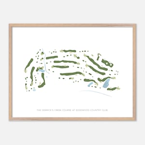 Derrick's Creek Course presso l'Edgewood Country Club di Charleston, West Virginia - Mappa moderna ad acquerello / Regalo per golfisti, Arte murale per golfisti
