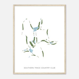 Southern Trace Country Club, Louisiana - Mappa acquerello moderna / Regalo per golfisti, Arte da parete per golf, Stampa poster di golf, Layout del campo