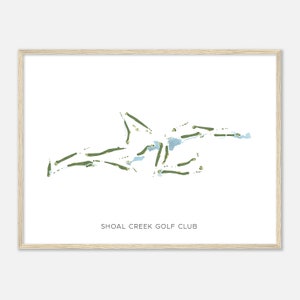 Shoal Creek Golf Club, Alabama - moderne aquarelkaart | Golfer cadeau, golf kunst aan de muur, golf poster print, baanindeling