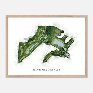 Brown Deer Golf Club in Coralville, Iowa - Klassische Aquarell Karte | Golfer Geschenk, Golf Wandkunst, Golf Poster Druck, Platz Layout