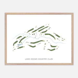 Lake Kezar Country Club a Lovell, Maine - Mappa moderna ad acquerello / Regalo per golfisti, Arte murale da golf, Stampa poster da golf, Layout del campo