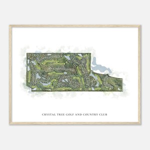 Crystal Tree Golf and Country Club, Illinois - Klassieke aquarelkaart | Golfer cadeau, golf kunst aan de muur, golf poster print, baanindeling