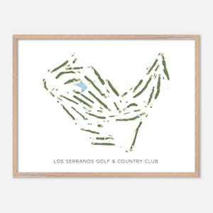 Los Serranos Golf & Country Club a Chino Hills, California - Mappa moderna ad acquerello / Regalo per golfisti, Arte murale per golf, Stampa poster per golf