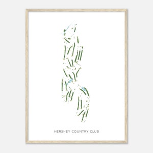 Hershey Country Club, Pennsylvania - Mappa acquerello moderna / Regalo per golfisti, Arte da parete per golf, Stampa poster di golf, Layout del campo