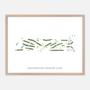 Southington Country Club a Plantsville, Connecticut - Mappa moderna ad acquerello / Regalo per golfisti, Arte murale per golf, Stampa poster per golf, Layout del campo