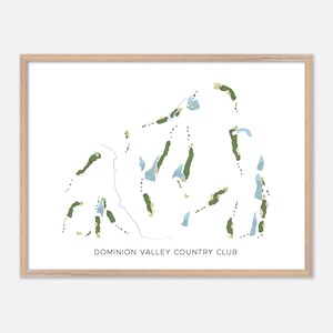 Dominion Valley Country Club in Haymarket, Virginia: moderne aquarelkaart | Golfcadeau, golfmuurkunst, golfposterprint, baanindeling