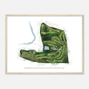 De Montchanin-baan bij DuPont Country Club, Delaware - Klassieke aquarelkaart | Golfer cadeau, golf kunst aan de muur, golf poster print
