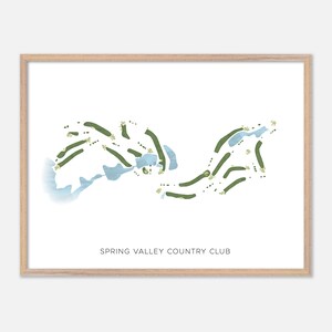Spring Valley Country Club in Columbia (South Carolina) - moderne aquarelkaart | Golfcadeau, golfmuurkunst, golfposterprint