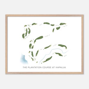 The Plantation Course At Kapalua in Lahaina, Hawaii - Modern Watercolor Map | Golfer Gift, Golf Wall Art, Golf Poster Print, Course Layout