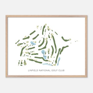Linfield National Golf Club à Linfield, Pennsylvanie - Carte aquarelle moderne | Cadeau de golfeur, oeuvre d'art murale de golf, impression d'affiche de golf
