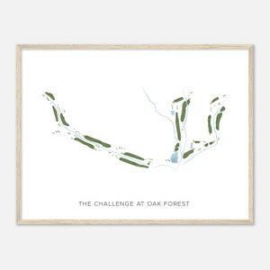 The Challenge at Oak Forest, Texas - Moderne Aquarell Landkarte | Golfer Geschenk, Golf Wandkunst, Golf Poster Druck, Platz Layout