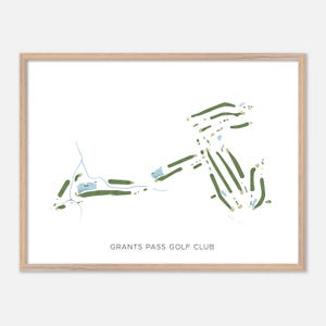 Grants Pass Golf Club en Grants Pass, Oregón: mapa de acuarela moderno, regalo para golfistas, arte mural de golf, impresión de póster de golf, diseño del campo