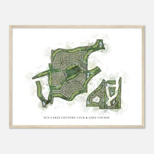 Sun Lakes Country Club & Golf Course, California - Classic Watercolor Map | Golfer Gift, Golf Wall Art, Golf Poster Print, Course Layout