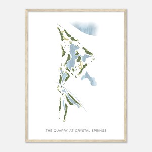 La carrière de Crystal Springs, Missouri - Carte aquarelle moderne | Cadeau golfeur, oeuvre d'art murale de golf, impression d'affiche de golf, aménagement du parcours