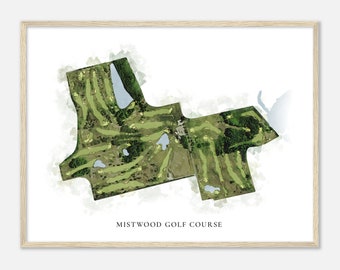Mistwood Golf Course, Michigan - Classic Watercolor Map | Golfer Gift, Golf Wall Art, Golf Poster Print, Course Layout