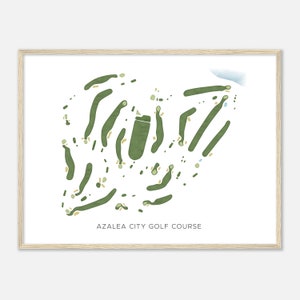 Azalea City Golfbaan, Alabama - Moderne aquarelkaart | Golfer cadeau, golf kunst aan de muur, golf poster print, baanindeling