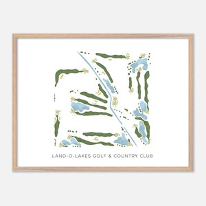 Land-O-Lakes Golf & Country Club in , Kanada - Moderne Aquarell Landkarte | Golfer Geschenk, Golf Wandkunst, Golf Poster Druck, Platz Layout