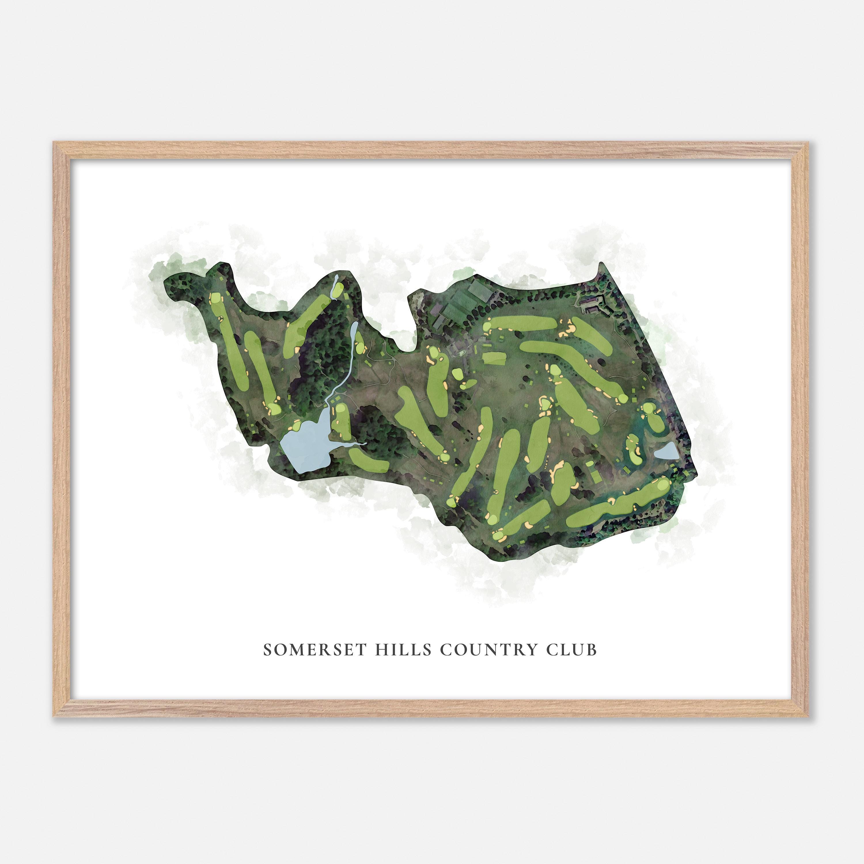 Somerset Hills Country Club in Bernardsville, New Jersey - Classic Watercolor Map | Golfer Gift, Golf Wall Art, Golf Poster Print