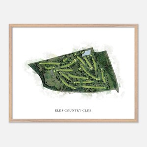 Elks Country Club a Rosemount, Ohio - Mappa classica ad acquerello / Regalo per golfisti, Arte murale per golf, Stampa poster per golf, Layout del campo