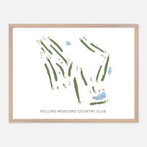 Rolling Meadows Country Club a Ellington, Connecticut - Mappa moderna ad acquerello / Regalo per golfisti, Arte murale per golf, Stampa poster per golf