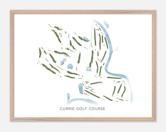 Currie Golf Course in Midland, Michigan - Modern Watercolor Map | Golfer Gift, Golf Wall Art, Golf Poster Print, Course Layout