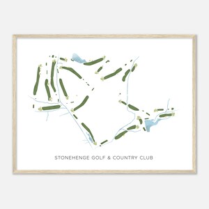 Stonehenge Golf & Country Club, Virginia - Mappa acquerello moderna / Regalo per golfisti, Arte da parete per golf, Stampa poster di golf, Layout del campo