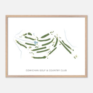 Cowichan Golf & Country Club a , Canada - Mappa moderna ad acquerello / Regalo per golfisti, Arte murale per golf, Stampa poster per golf, Layout del campo