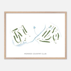 Monroe Country Club a Monroe, North Carolina - Mappa moderna ad acquerello / Regalo per golfisti, Arte murale da golf, Stampa poster da golf, Layout del campo