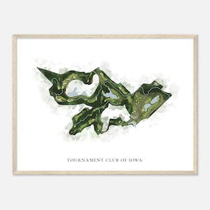 Tournament Club of Iowa, Iowa - klassische Aquarell Landkarte | Golfer Geschenk, Golf Wandkunst, Golf Poster Druck, Platz Layout