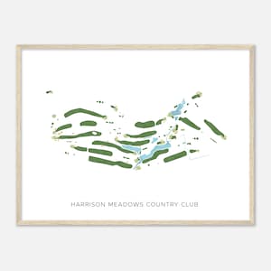 Harrison Meadows Country Club, New York - Mappa acquerello moderna / Regalo per golfisti, Arte da parete per il golf, Stampa poster di golf, Layout del campo