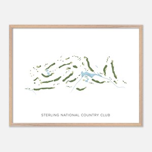 Sterling National Country Club a Sterling, Massachusetts - Mappa moderna ad acquerello / Regalo per golfisti, Arte murale per golf, Stampa poster per golf