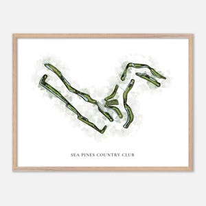 Sea Pines Country Club in Innland, South Carolina - Klassische Aquarell Landkarte | Golfer Geschenk, Golf Wandkunst, Golf Poster Druck