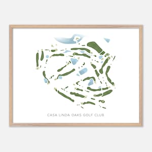 Casa Linda Oaks Golf Club in Jacksonville, Florida: moderne aquarelkaart | Golfcadeau, golfmuurkunst, golfposterprint, baanindeling
