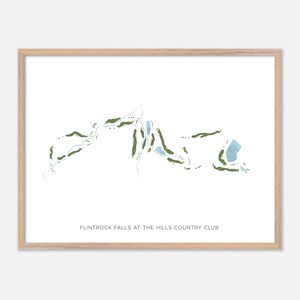 Flintrock Falls presso The Hills Country Club ad Austin, Texas - Mappa moderna ad acquerello / Regalo per golfisti, Arte murale per golf, Stampa poster per golf