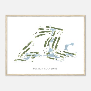 Fox Run Golf Links, Illinois - Carte aquarelle moderne | Cadeau golfeur, oeuvre d'art murale de golf, impression d'affiche de golf, aménagement du parcours