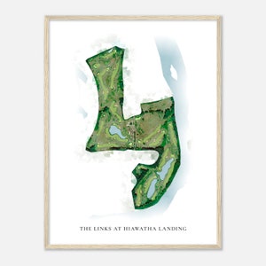 The Links at Hiawatha Landing, New York - Carte aquarelle classique | Cadeau golfeur, oeuvre d'art murale de golf, impression d'affiche de golf, aménagement du parcours