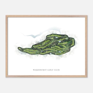 Wakehurst Golf Club in Seaforth, Australien - Klassische Aquarell-Karte | Golfer Geschenk, Golf Wandkunst, Golf Poster Druck, Platz Layout