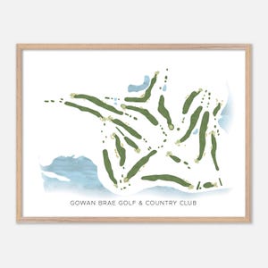 Gowan Brae Golf & Country Club in , Kanada - Moderne Aquarell Landkarte | Golfer Geschenk, Golf Wandkunst, Golf Poster Druck, Platz Layout