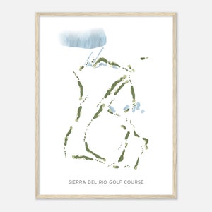 Parcours de golf Sierra del Rio, Nouveau-Mexique - Carte aquarelle moderne | Cadeau golfeur, oeuvre d'art murale de golf, impression d'affiche de golf, aménagement du parcours