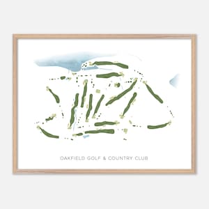 Oakfield Golf & Country Club a Oakfield, Canada - Mappa moderna ad acquerello / Regalo per golfisti, Arte murale per golf, Stampa poster per golf, Layout del campo