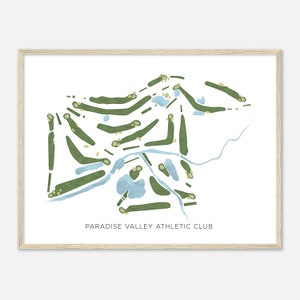 Paradise Valley Athletic Club, Arkansas - moderne aquarelkaart | Golfer cadeau, golf kunst aan de muur, golf poster print, baanindeling