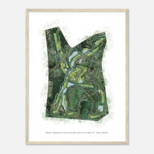 Greg Norman Signature Golfbaan in Grove, Tennessee - Klassieke aquarelkaart | Golfer cadeau, golf kunst aan de muur, golf poster print