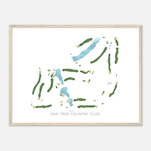 Oak Tree Country Club, Pennsylvania - Mappa acquerello moderna / Regalo per golfista, Arte da parete per il golf, Stampa poster di golf, Layout del campo