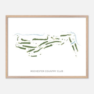 Rochester Country Club a Rochester, New Hampshire - Mappa moderna ad acquerello / Regalo per golfisti, Arte murale per golf, Stampa poster per golf, Layout del campo